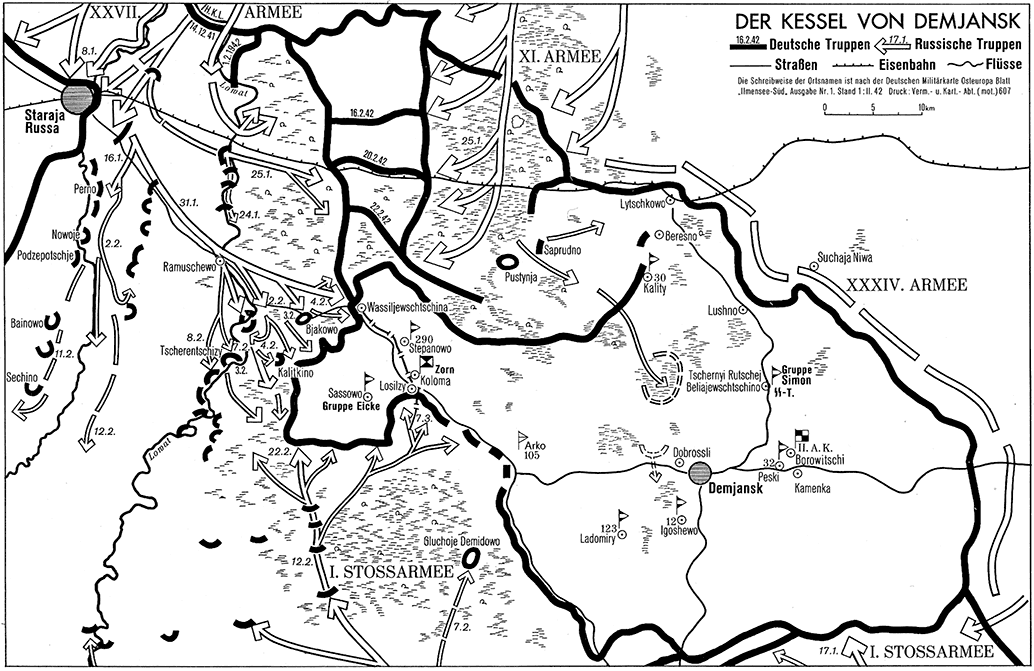 Демянский котел карта боевых действий 1942