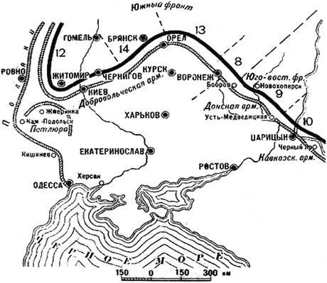 Карта наступления деникина