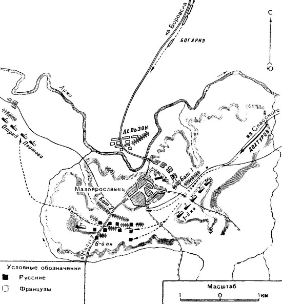 Карта малоярославца 1812 года