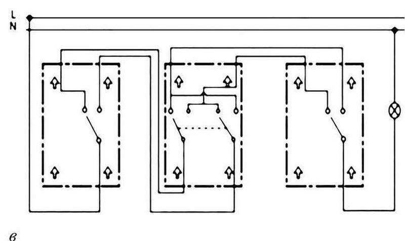 Схема проходного выключателя с 4 мест. Проходной выключатель схема. Изображение проходного выключателя на схеме. Клеммы проходные на схеме.