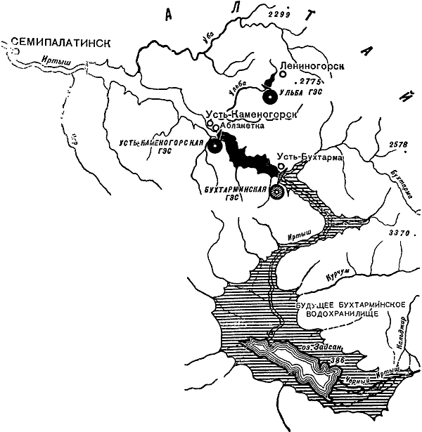 Бухтарминское водохранилище карта