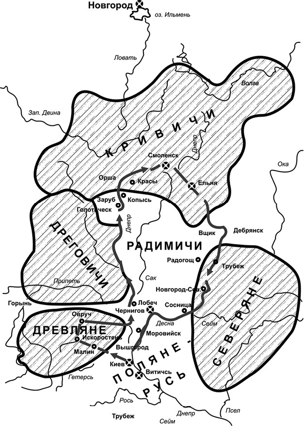 Маршрут полюдья киевских князей карта