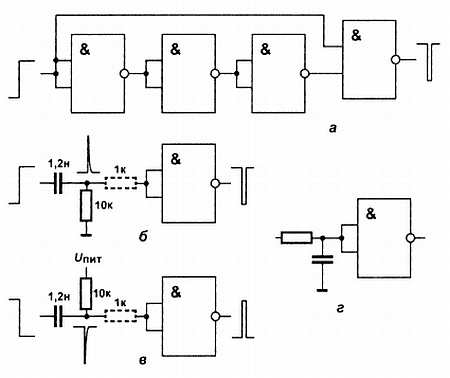 Схема задержки импульсов на логических элементах