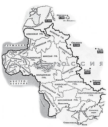 Черта оседлости карта