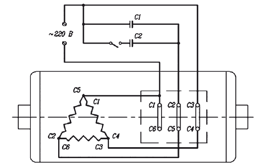 Схема подключения тельфера на 220 с конденсатором пульта