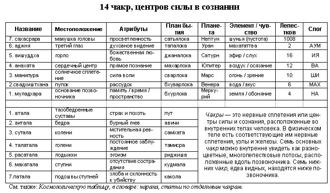 Чакральная карта джйотиш