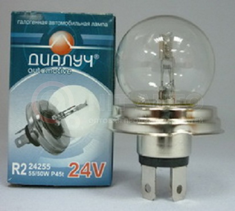 Лампа фарная 24В R2 А24-55/50W P45t от ДИАЛУЧ, артикул — 24255