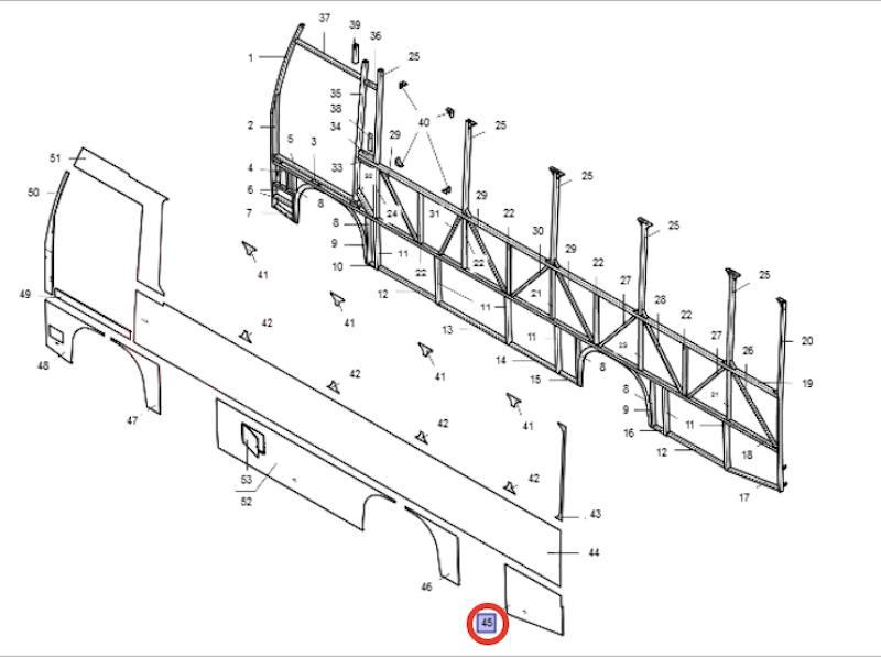 Панель левой боковины нижняя задняя от ПАЗ, артикул — .320402-03-5401222