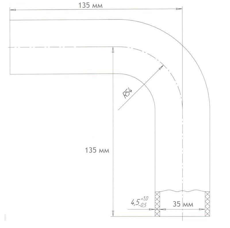 Патрубок угловой D=35, L=135х135 от Волгопромтранс, артикул — 2246-486