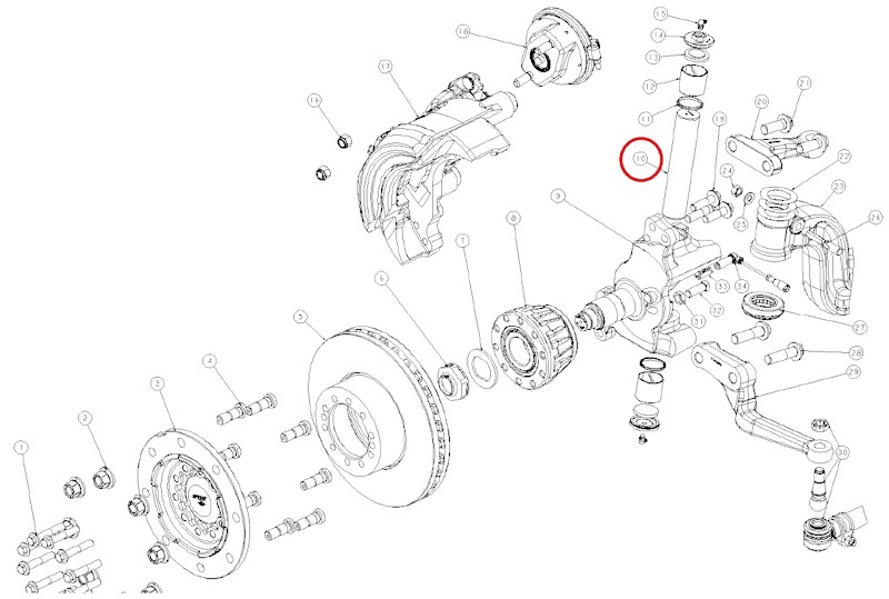 Шкворень поворотного кулака МАЗ-206/226 от DANA, артикул — 1460SC102