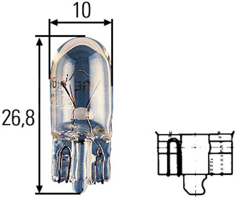 Лампа накаливания 12V 3W W3W W2,1x9,5d от Hella, артикул — 8GP003594-141