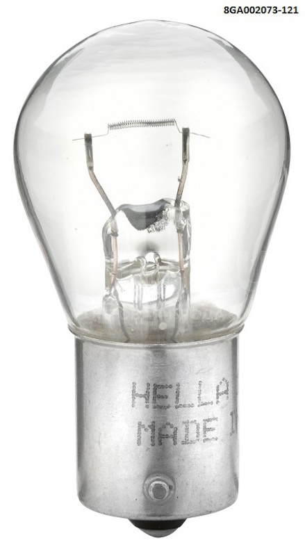 Лампа накаливания 12V 21W P21W BA15s от Hella, артикул — 8GA002073-121