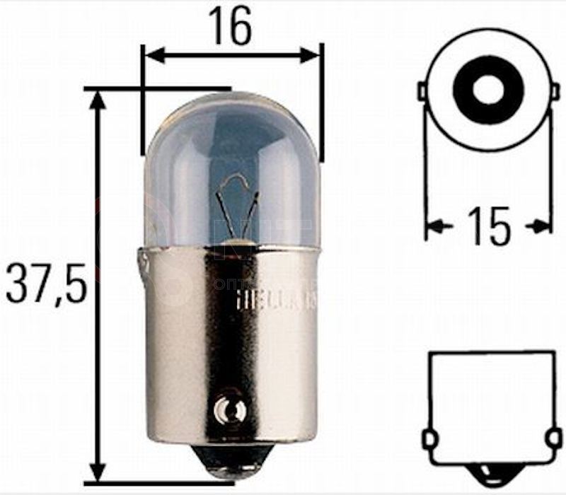 Лампа накаливания 24V 5W R5W BA15s от Hella, артикул — 8GA002071-241