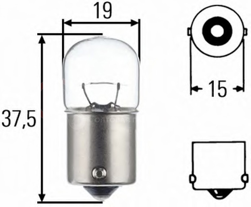 Лампа накаливания 12V 10W R10W BA15s кратность 10/200 от Hella, артикул — 8GA002071-131