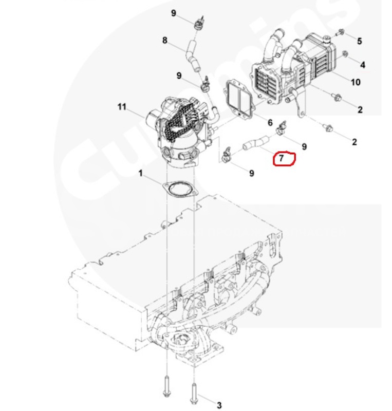 Шланг нижний от клапана EGR к охладителю Cummins ISF2.8 от FTN, артикул — 5289859