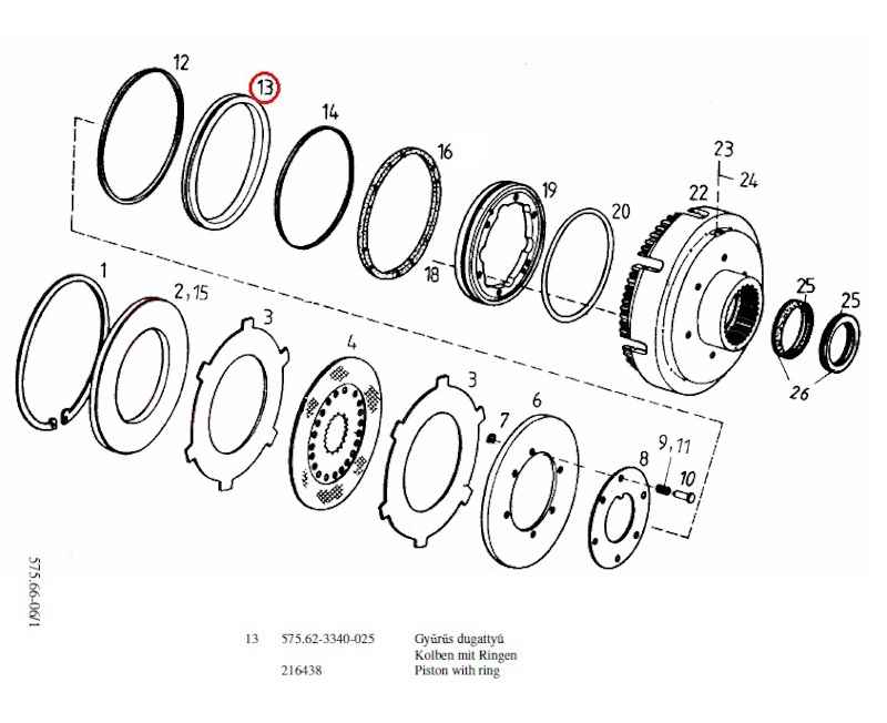 Кольцо поршневое колесного тормоза RABA от RABA, артикул — 575.62-3340-025