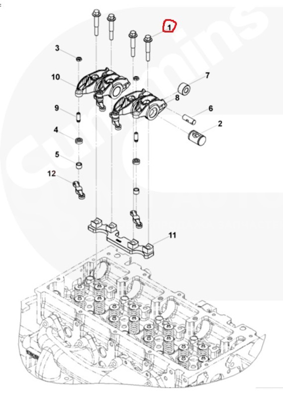 Болт креления рокера и коромысла M8 X 1.25 X 50Cummins ISF2.8x4 от DCEC, артикул — 3925402