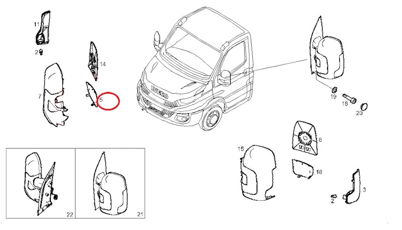 Элемент зеркальный правый нижний Iveco Daily 14 от FAST, артикул — FT88578