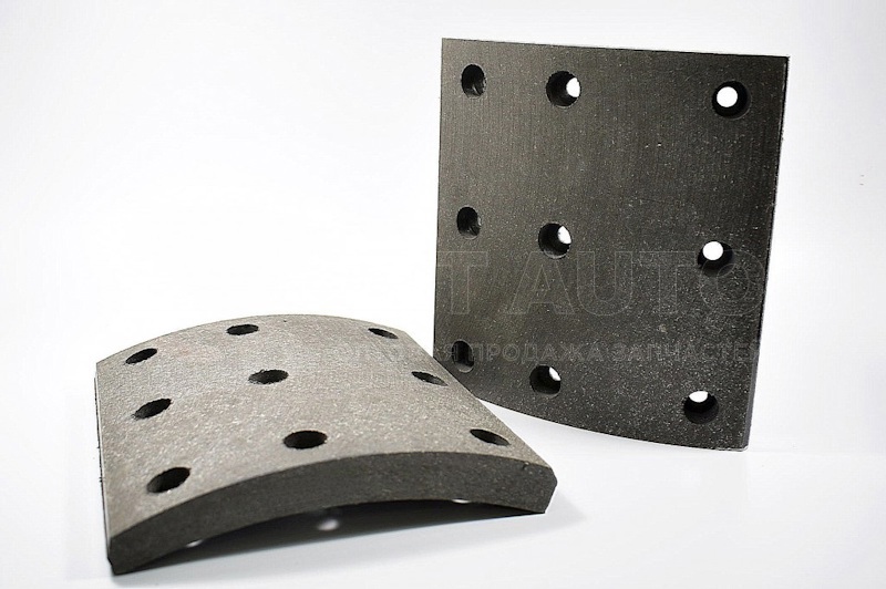 Накладка тормозная сверленая, B=180, L=162, D=420, R=206, h1=19.5, h2=15.7  6520/5460 с 06.2013/НефАЗ от ТИИР, артикул — 6520-3501105-51