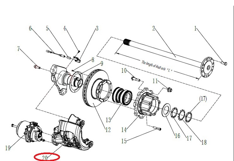 Суппорт тормозной заднего моста правый от HANDE Axle, артикул — HD90009448026