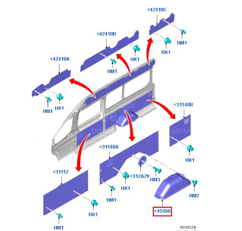 Обшивка колесной ниши задних колес Ford Transit 14- от FRD, артикул — 1815598