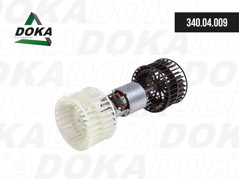 Электродвигатель отопителя в сборе с крыльчаткой, 24V MAN F/M90 MB/DAF от DOKA, артикул — 340.04.009