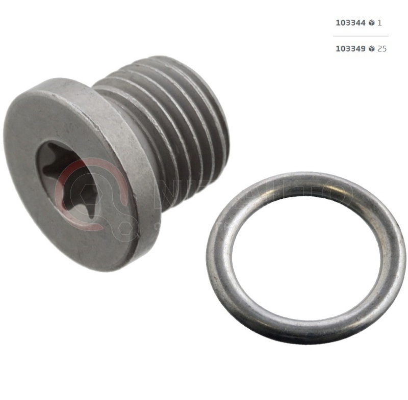 Пробка с упл.кольцом M14 x 1,5 AUDI/VW/SKODA/SEAT/PORSCHE от FEBI, артикул — 103344