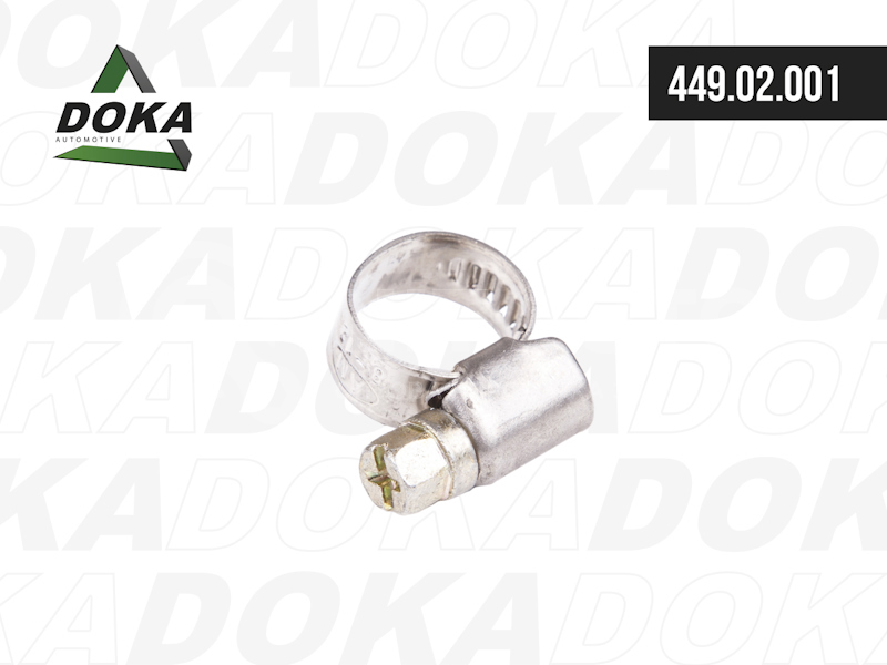 Хомут червячный 08-012 мм. W2 нержавеющая сталь от DOKA, артикул — 449.02.001