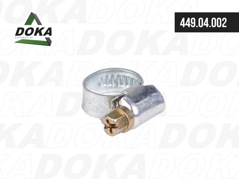 Хомут червячный 010-016 мм. W1 оцинкованная сталь от DOKA, артикул — 449.04.002