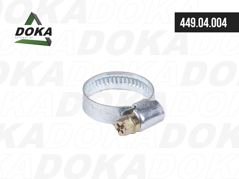 Хомут червячный 016-027 мм. W1 оцинкованная сталь от DOKA, артикул — 449.04.004