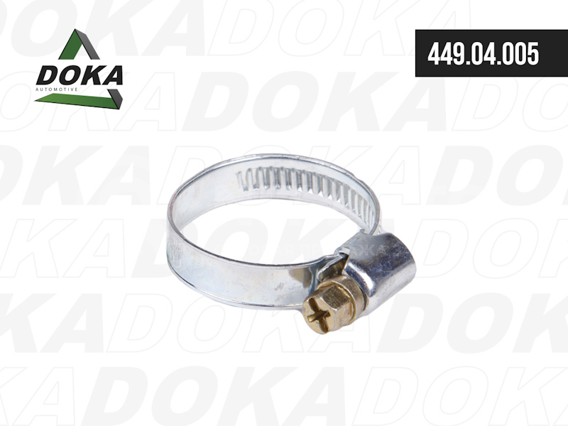 Хомут червячный 020-032 мм. W1 оцинкованная сталь от DOKA, артикул — 449.04.005