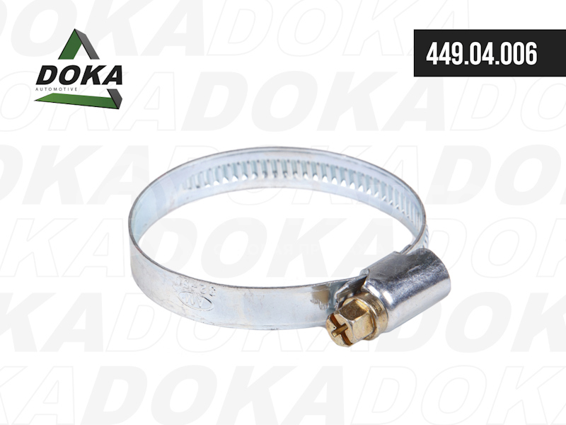 Хомут червячный 032-050 мм. W1 оцинкованная сталь от DOKA, артикул — 449.04.006