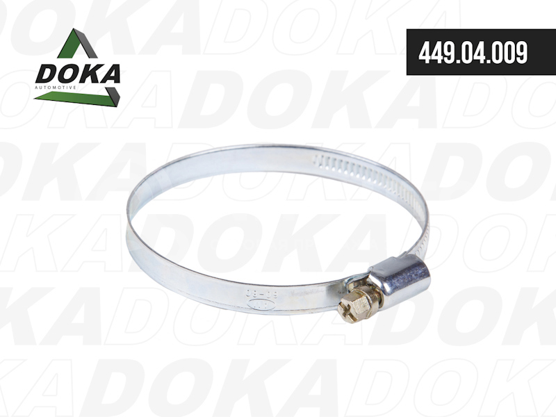 Хомут червячный 060-080 мм. W1 оцинкованная сталь от DOKA, артикул — 449.04.009