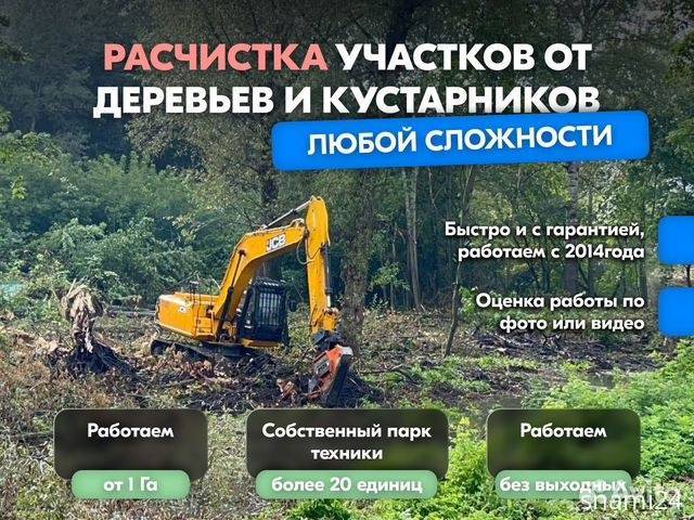 Расчистка территорий от деревьев и пней от 1 Га