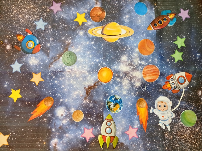 космический коллаж. коллективная работа, группа Солнышко