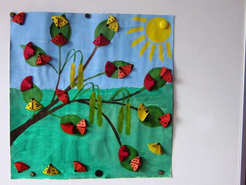 Аппликация «Божьи коровки на берёзе»