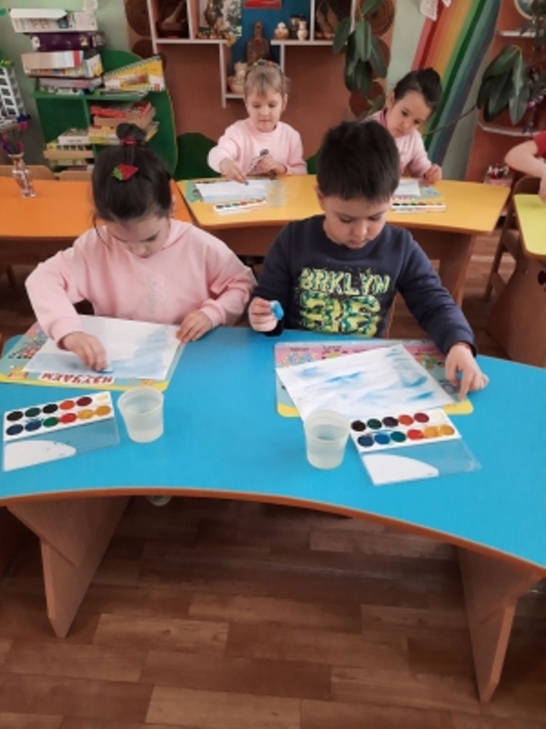 НОД нетрадиционное рисование на мокром листе