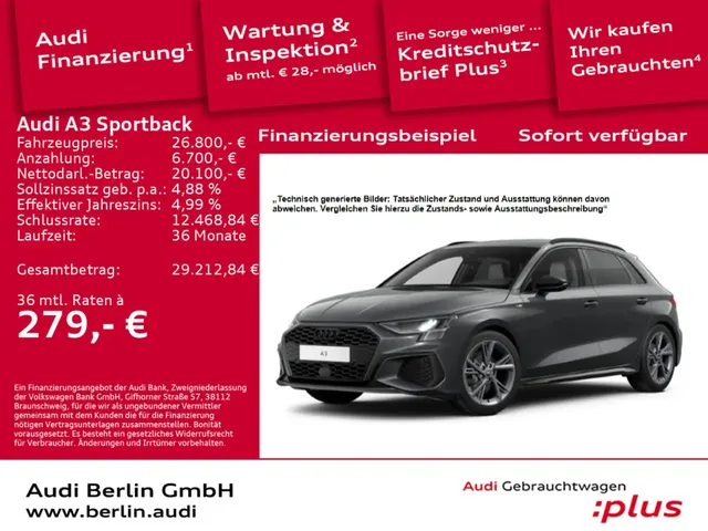 Audi A3 S line 30 TDI S tr. LED AHK NAVI — миниатюра 1