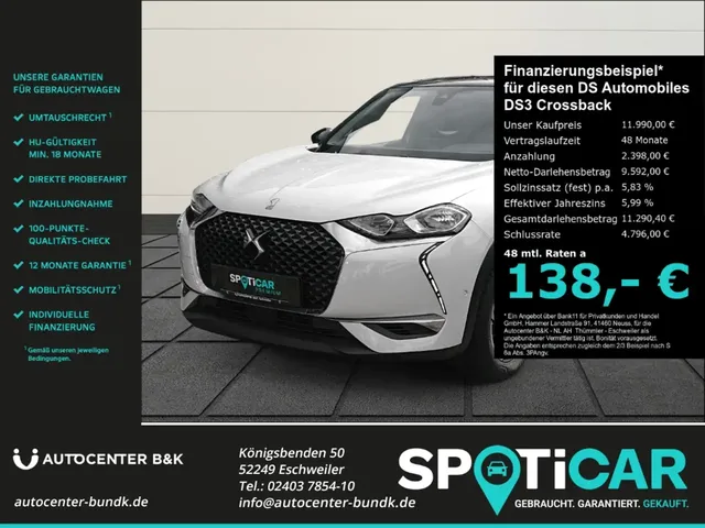 DS Automobiles DS 3 Crossback PureTech 100 SO CHIC SHZ Kamera PDC — миниатюра 1