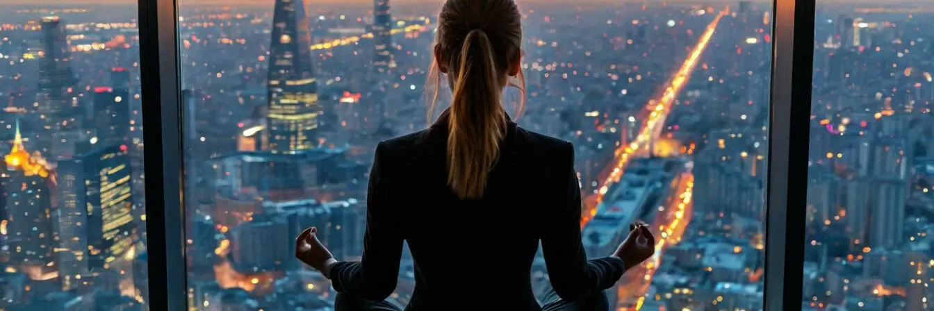 meditating girl in the office