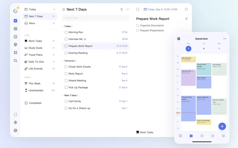 TickTick goal tracking app