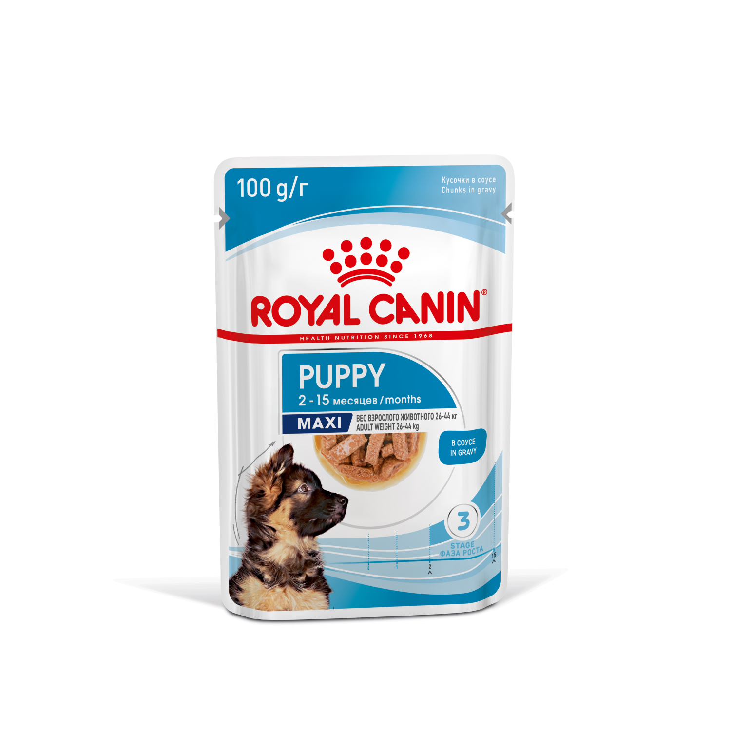 Maxi Puppy, в соусе, влажный корм для щенков крупных пород до 15 месяцев