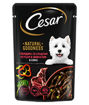 Влажный корм CESAR® Говядина со сладким перцем и шпинатом в соусе