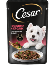 Влажный корм CESAR<sup>&reg;</sup> говядина с кроликом в шпинатном соусе