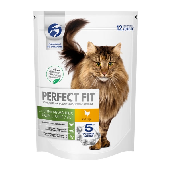 Профессиональный сухой рацион PERFECT FIT™ для стерилизованных кошек старше 7 лет с курицей