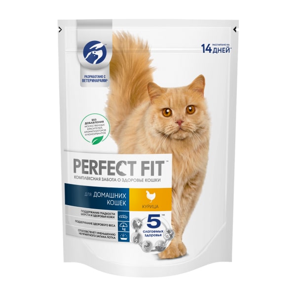 Профессиональный сухой рацион PERFECT FIT™ для живущих в помещении взрослых кошек, с курицей