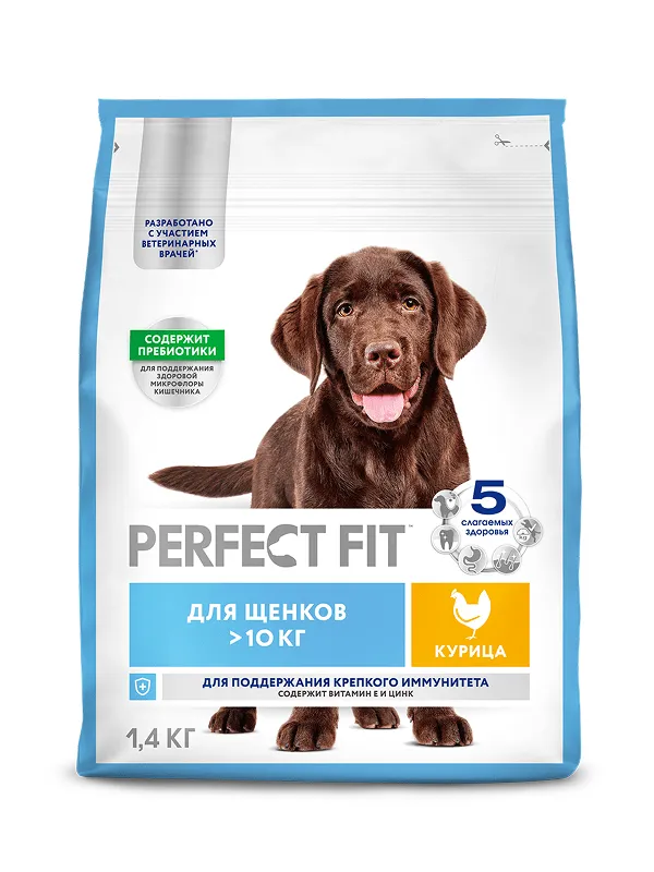 Профессиональный сухой рацион PERFECT FIT™ для щенков средних и крупных пород с курицей