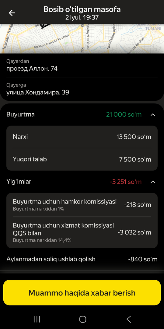 Siz safar uchun daromaddan aylanma soliq toʻlovi hisobiga qancha ushlab qolinishini bir zumda koʻrasiz