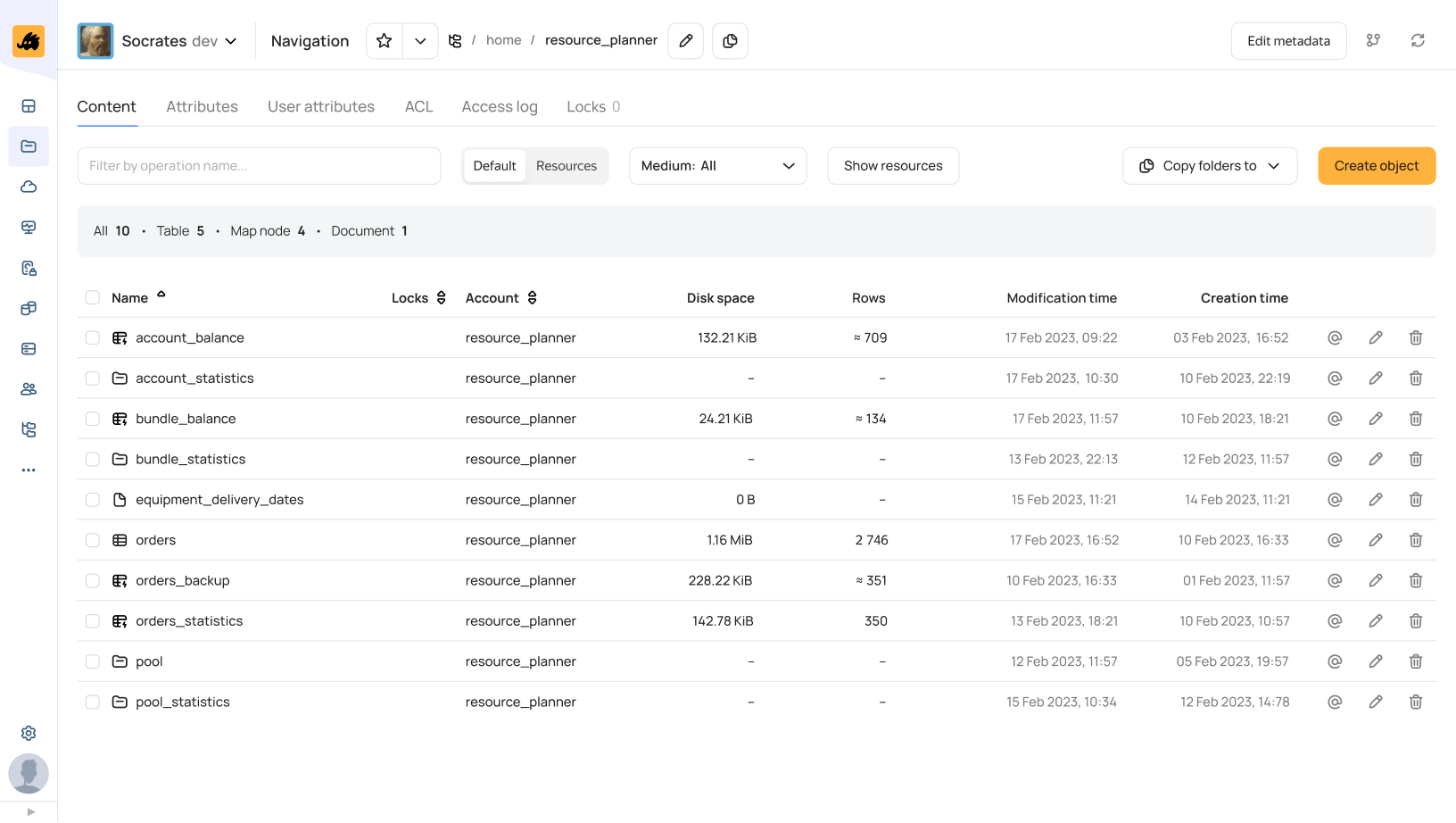 YTsaurus web interface image of navigation page