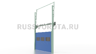 Ворота Damast секционные промышленные с окнами стальные (металл) - полотно из сэндвич-панелей